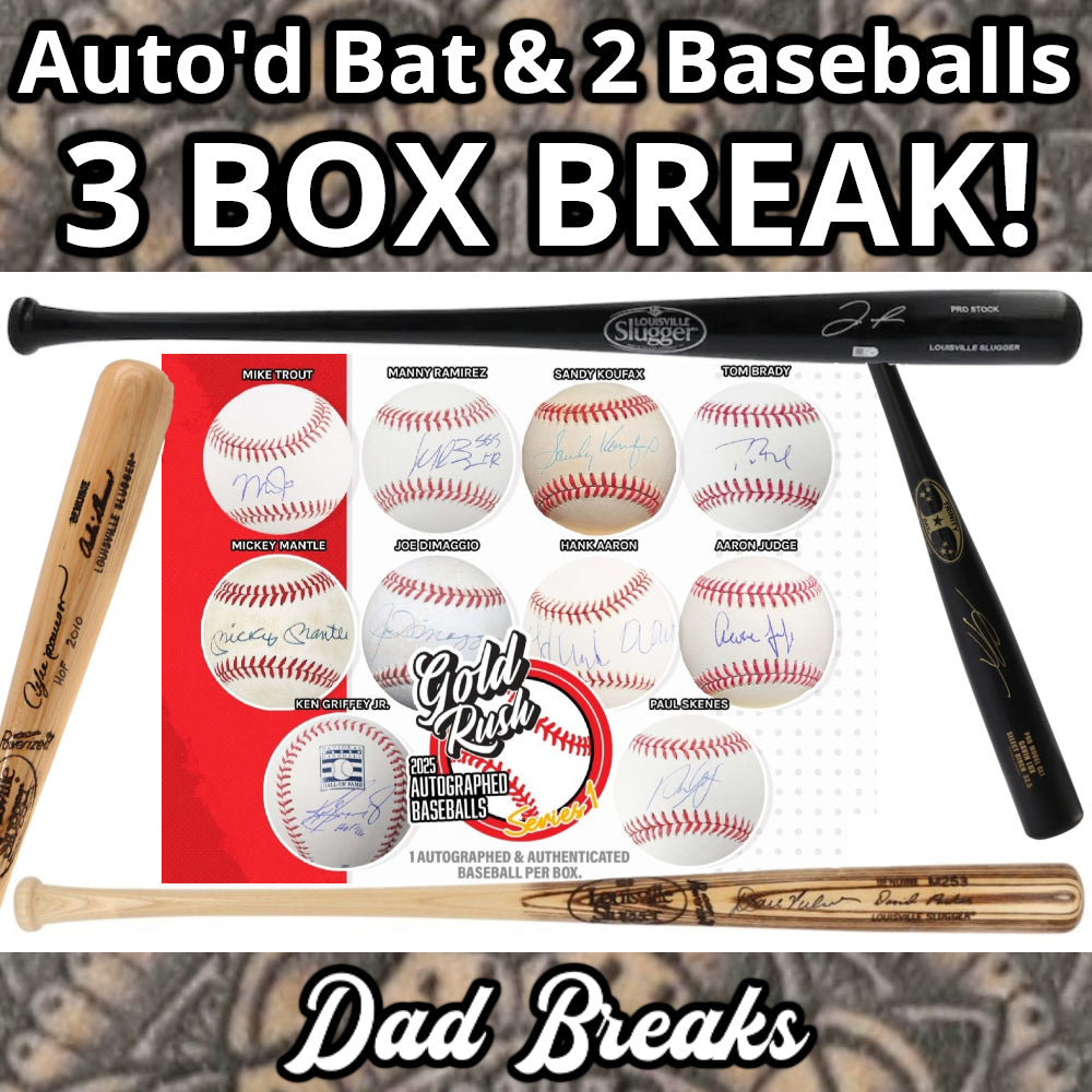 Tuesday 9/2: Baseball Bat & 2 Gold Rush Baseballs LIVE BOX BREAK (Pick Your Team)