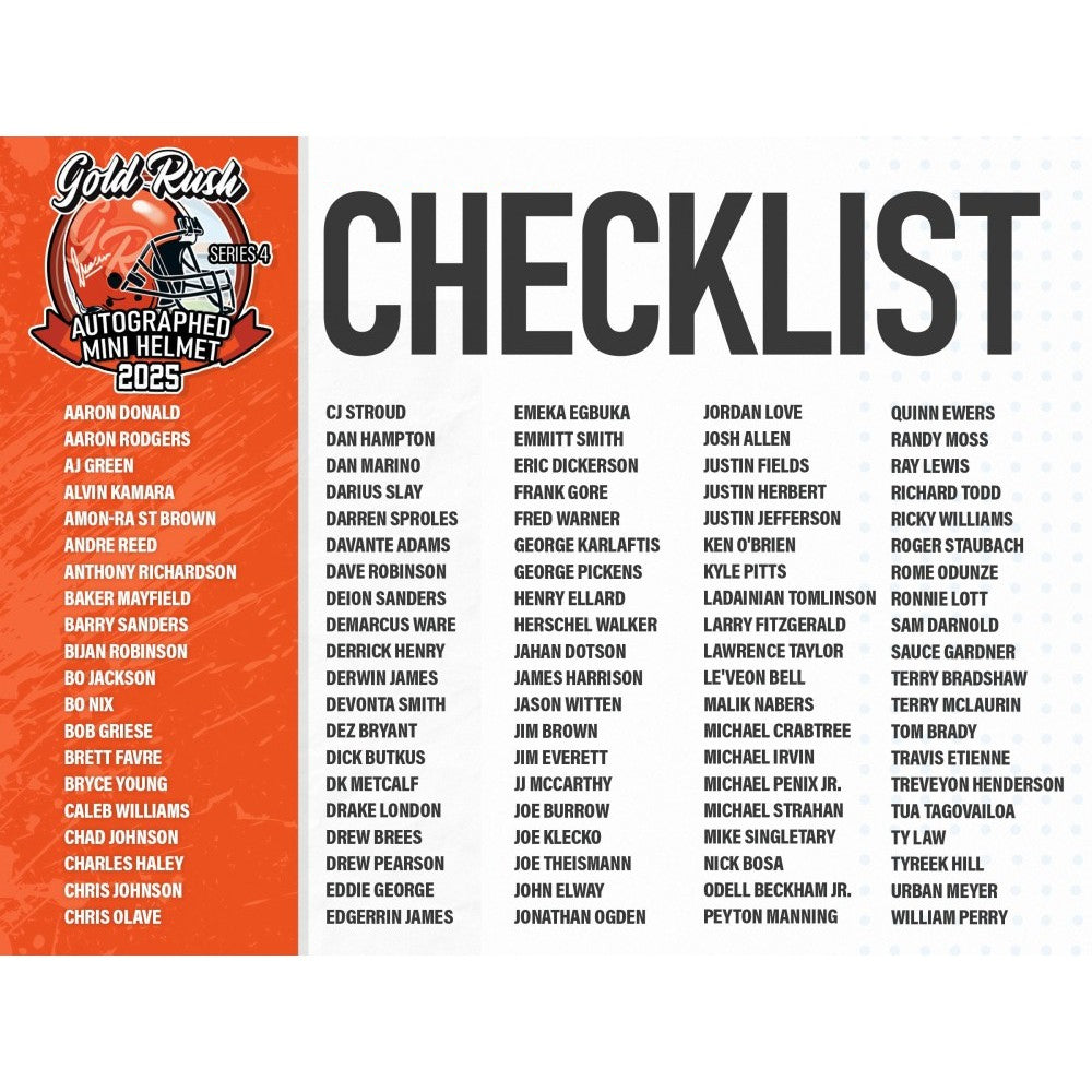 Tuesday 9/2: Gold Rush Mini-Helmet & 2 Jersey LIVE BOX BREAK (Pick Your Team)