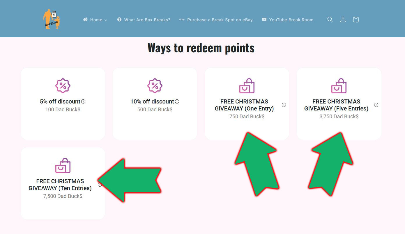 Tuesday 12/16: CHRISTMAS GIVEAWAY (Dad Buck$ Reward$ points ONLY)