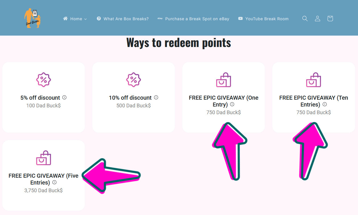 Friday 9/5: EPIC GIVEAWAY (Dad Buck$ Reward$ points ONLY)