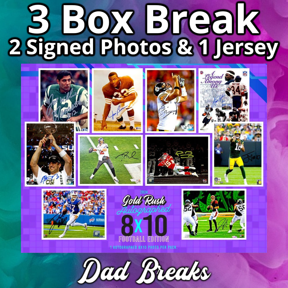 Friday 10/11: 2 Gold Rush 8x10 Football Photos & Jersey LIVE BOX BREAK (Pick Your Team)