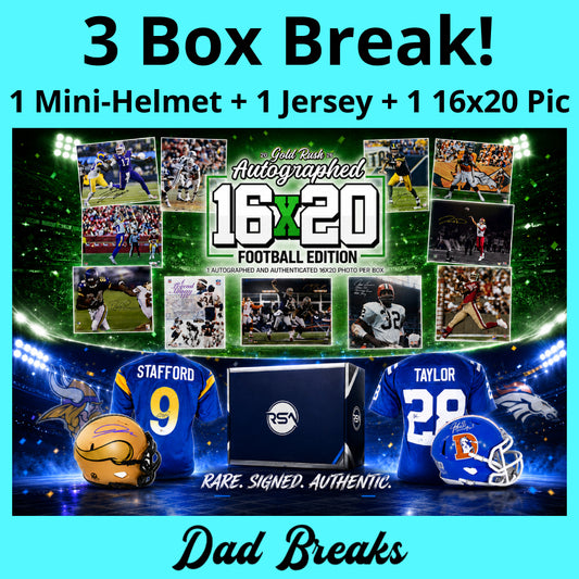 Friday 5/22: Gold Rush 16x20 Photo + Mini-Helmet + Jersey LIVE BOX BREAK (Pick Your Team)