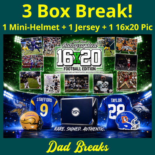 Tuesday 6/2: Gold Rush 16x20 Photo + Mini-Helmet + Jersey LIVE BOX BREAK (Pick Your Team)