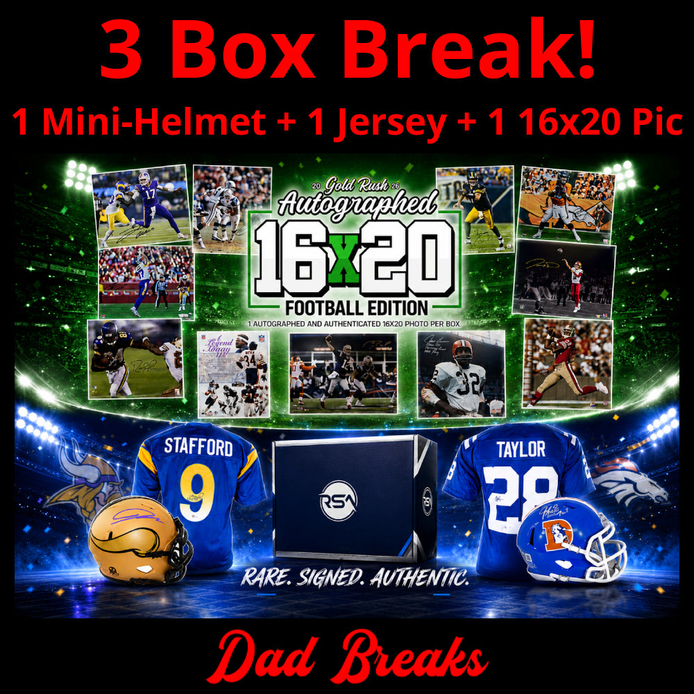 Friday 7/24: Gold Rush 16x20 Photo + Mini-Helmet + Jersey LIVE BOX BREAK (Pick Your Team)