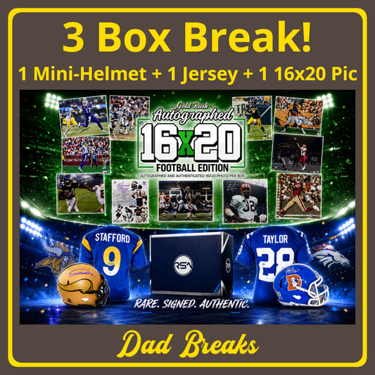 Friday 7/10: Gold Rush 16x20 Photo + Mini-Helmet + Jersey LIVE BOX BREAK (Pick Your Team)