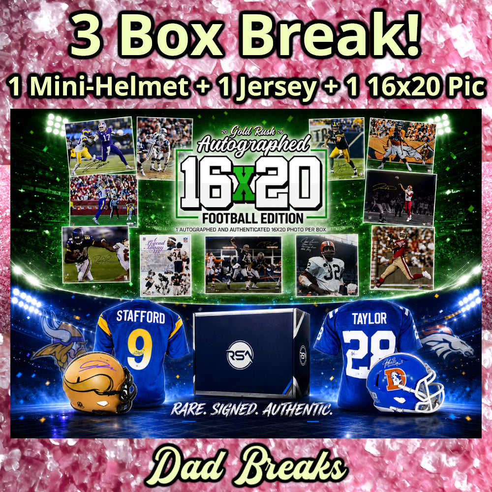 Thursday 8/6: Gold Rush 16x20 Photo + Mini-Helmet + Jersey LIVE BOX BREAK (Pick Your Team)