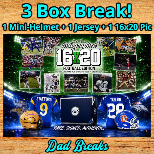 Tuesday 7/28: Gold Rush 16x20 Photo + Mini-Helmet + Jersey LIVE BOX BREAK (Pick Your Team)