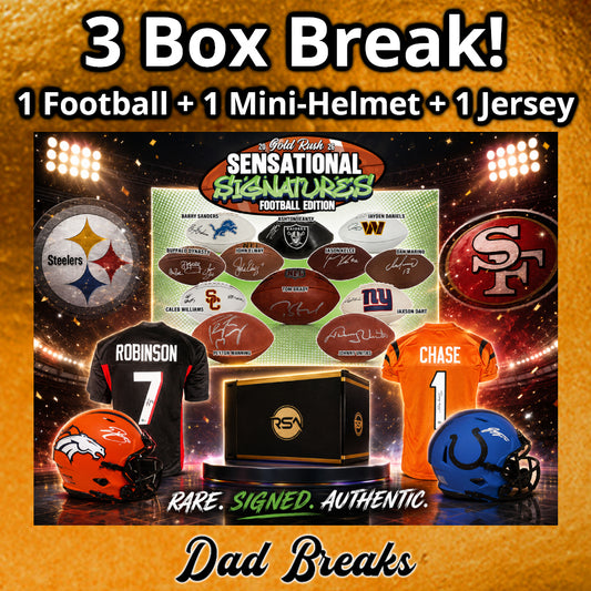 Tuesday 8/11: Gold Rush Football + Mini-Helmet + Jersey LIVE BOX BREAK (Pick Your Team)
