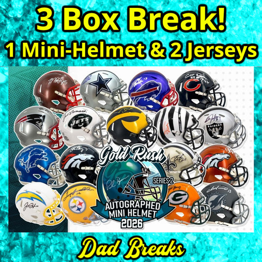 Tuesday 4/21: Gold Rush Mini-Helmet & 2 Jersey LIVE BOX BREAK (Pick Your Team)