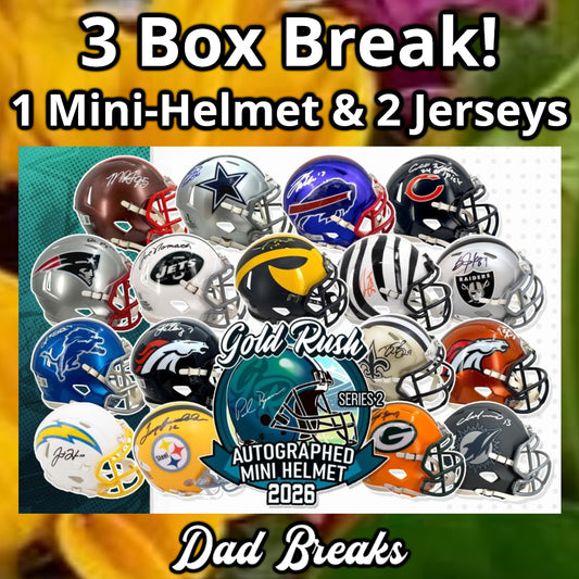 Monday 4/6: Gold Rush Mini-Helmet & 2 Jersey LIVE BOX BREAK (Pick Your Team)