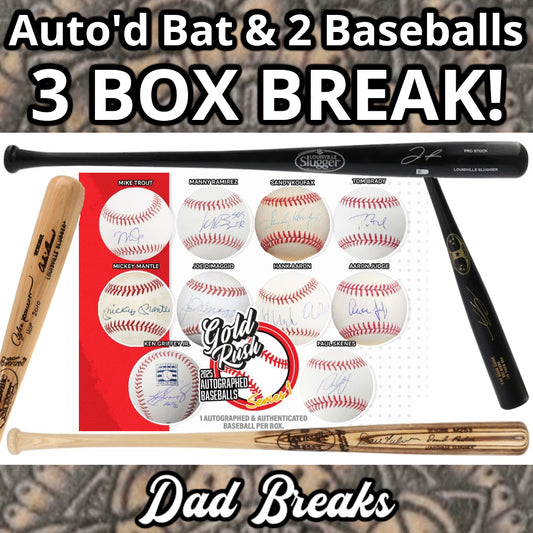 Tuesday 9/2: Baseball Bat & 2 Gold Rush Baseballs LIVE BOX BREAK (Pick Your Team)