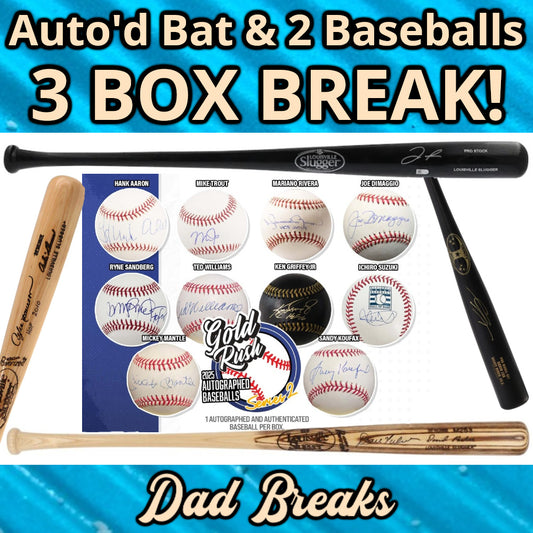 Friday 12/5: Baseball Bat & 2 Gold Rush Baseballs LIVE BOX BREAK (Pick Your Team)