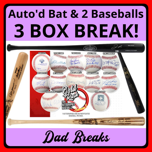 Tuesday 4/21: Baseball Bat & 2 Gold Rush Baseballs LIVE BOX BREAK (Pick Your Team)