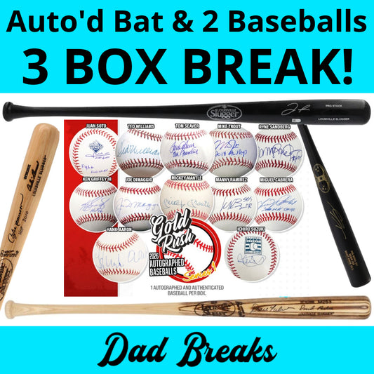 Friday 5/1: Baseball Bat & 2 Gold Rush Baseballs LIVE BOX BREAK (Pick Your Team)