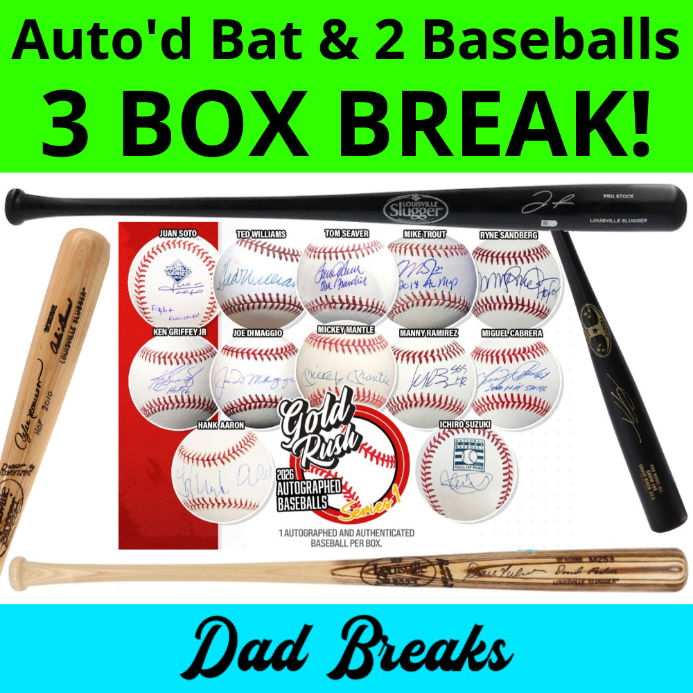 Tuesday 6/16: Baseball Bat & 2 Gold Rush Baseballs LIVE BOX BREAK (Pick Your Team)
