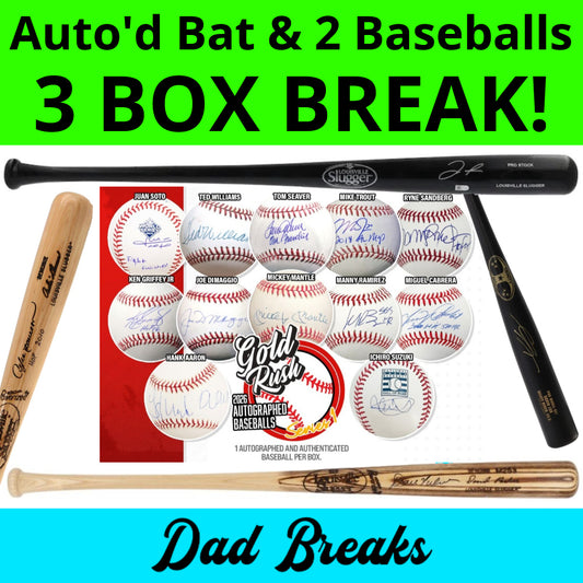 Tuesday 6/16: Baseball Bat & 2 Gold Rush Baseballs LIVE BOX BREAK (Pick Your Team)