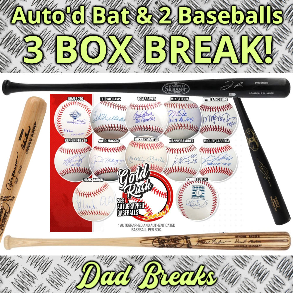 Tuesday 7/7: Baseball Bat & 2 Gold Rush Baseballs LIVE BOX BREAK (Pick Your Team)