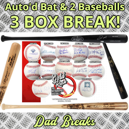 Tuesday 6/2: Baseball Bat & 2 Gold Rush Baseballs LIVE BOX BREAK (Pick Your Team)