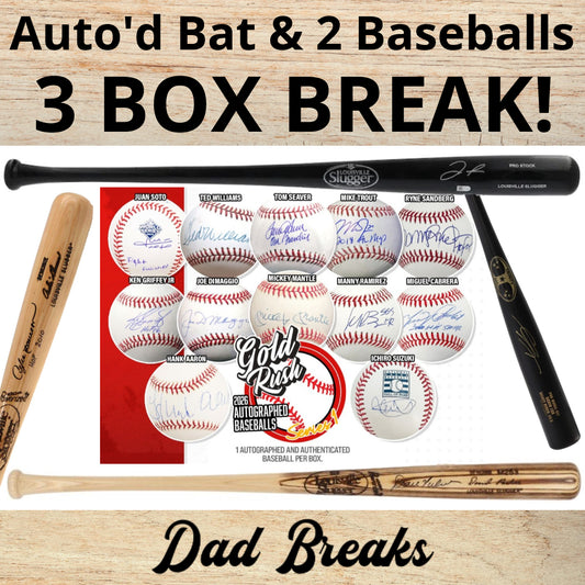 Tuesday 5/12: Baseball Bat & 2 Gold Rush Baseballs LIVE BOX BREAK (Pick Your Team)