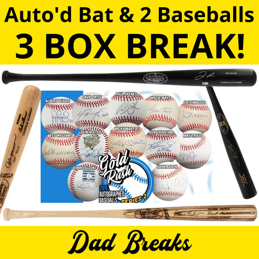 Tuesday 8/18: Baseball Bat & 2 Gold Rush Baseballs LIVE BOX BREAK (Pick Your Team)
