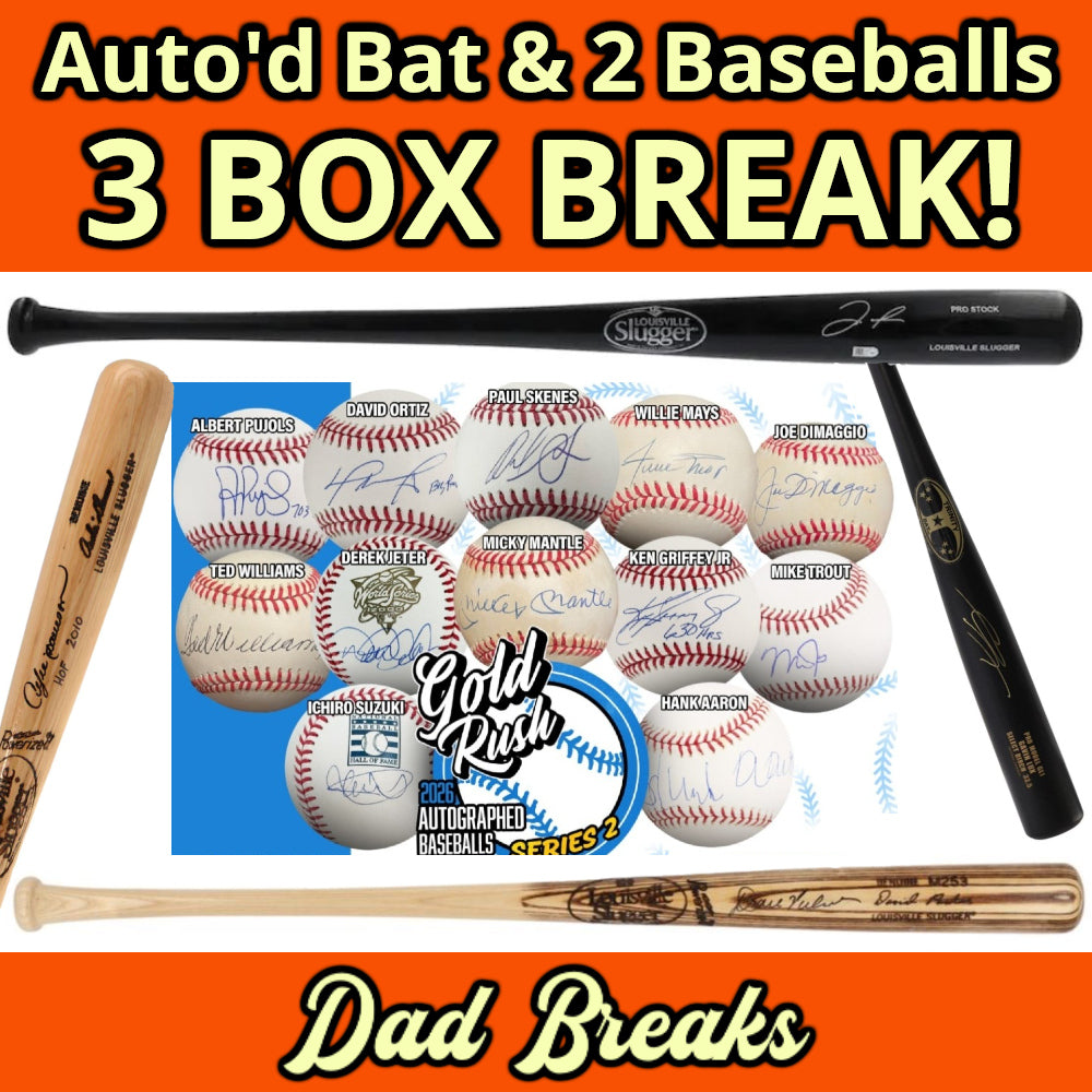 Friday 9/4: Baseball Bat & 2 Gold Rush Baseballs LIVE BOX BREAK (Pick Your Team)