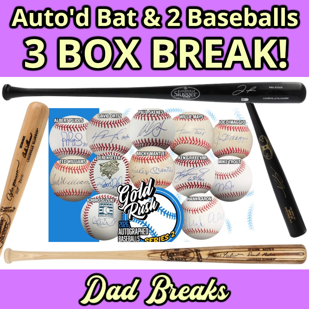 Tuesday 8/25: Baseball Bat & 2 Gold Rush Baseballs LIVE BOX BREAK (Pick Your Team)