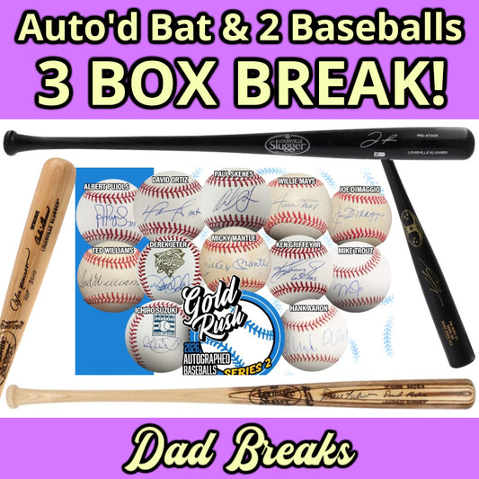 Tuesday 8/25: Baseball Bat & 2 Gold Rush Baseballs LIVE BOX BREAK (Pick Your Team)