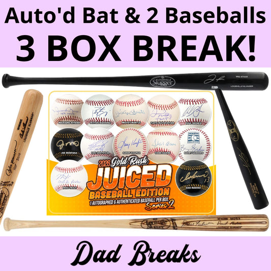 Friday 10/2: Baseball Bat & 2 JUICED Gold Rush Baseballs LIVE BOX BREAK (Pick Your Team)
